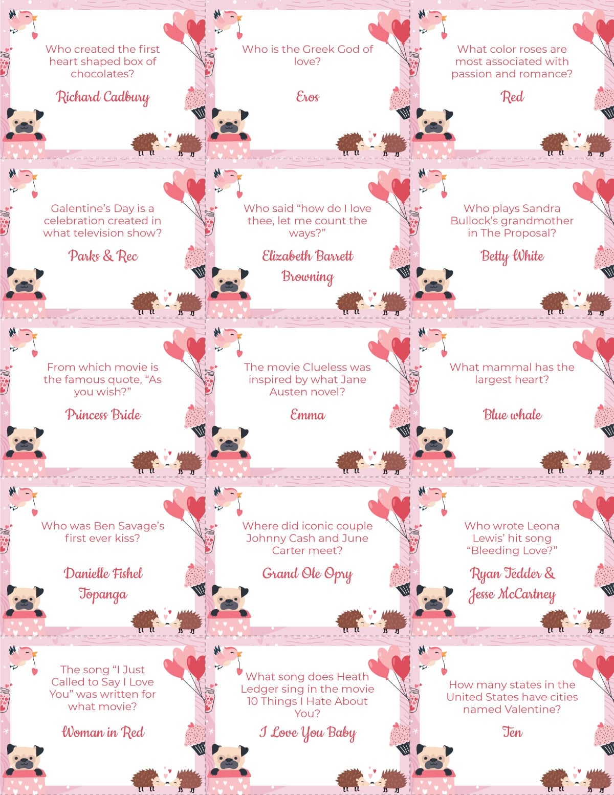 free printable valentine's day trivia game - play party plan